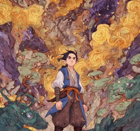 age动漫作品条目卡字段示意，标注封面、作品条目名、题材标签与更新说明的位置